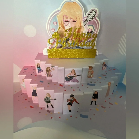 2-Taylor Swift Happy Birthday Card Swiftie Gift Eras Tour Pop Up 2 Card Set - Picture 4 of 8